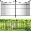 10 Panels No Dig Dog Fence Outdoor for Yard, 24 in(H) X 20 ft(L) Decorative Tall Garden Fence Animal Barrier, Rustproof Metal Wire Garden Edging and Borders, Temporary Fencing Stakes