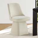 Swivel Dining Chairs Set of 1, Upholstered Mid Century Modern Deskchair with High Back, Faux Leather Kitchen Chairs for Dining Room, Bedroom, Dressing Room, Cream