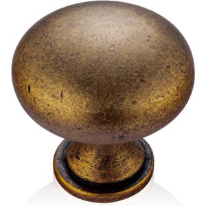 10-Pack Antique Brass Cabinet Knobs, Vintage Round Drawer Knobs for Kitchen Cupboards Dressers, Unique Home Improvement Hardware