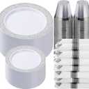 Goodluck 350pc Silver Plastic Dinnerware Set for 50 Guests - Disposable Lace Plates, Napkins, Silverware & Cups