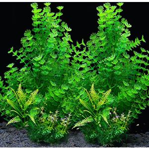 2 Pack Aquarium Decor Plastic Plants Extra Large Artificial Fish Tank Plants Tall Fish Tank Decorations- Green 12" Tall