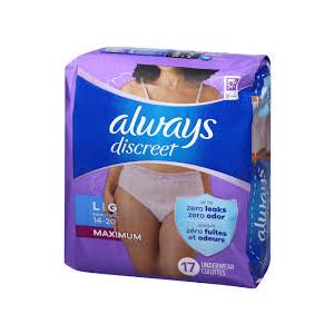 Always Discreet Boutique Adult Incontinence & Postpartum Underwear for Women, High-Rise, Size Large
