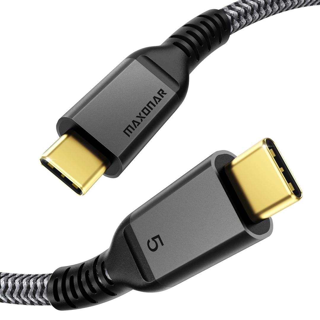 Maxonar 80Gbps Thunderbolt 5 Cable 4FT, 240W Charging, Dual 8K Display, 3X Faster Than TB4 for 16K Video Editors/3D Designers, Compatible with MacBook Pro/Air, eGPU/SSD