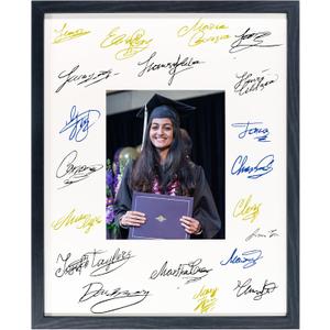 16x20 Graduation Signature Picture Frame with White Mat Display 8x10 Photo for Graduation, Celebrations and Wedding, Black Wood Frame for Wall Hanging - Mounting Hardware Included