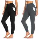 2 Pack Fleece Lined Leggings Women with Pockets -Warm Winter Yoga Pants for Women Thermal Running Workout Leggings Size S/M