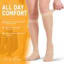 2 Pairs Sheer Compression Socks for Women - 15-20 mmHg Knee High Sheer Compression Stockings for Support Circulation Swelling Edema Work Office Travel, Beige, Large