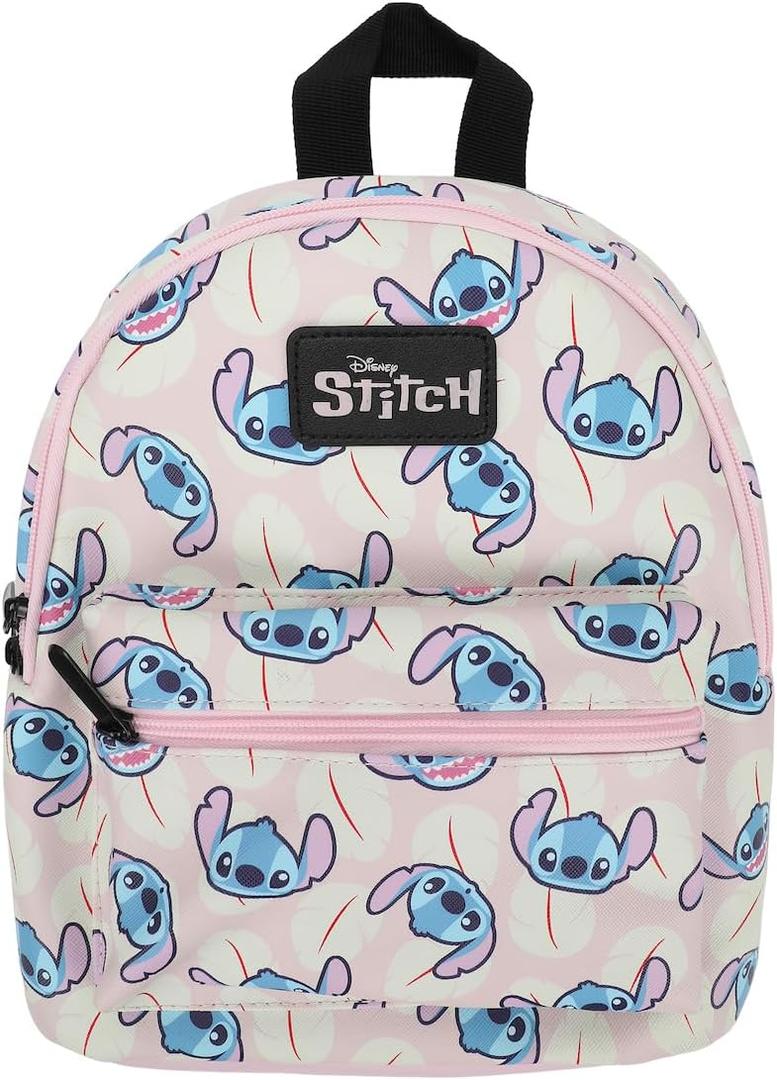 Bioworld Stitch Character Heads Faux Leather 10.6" White Mini Backpack