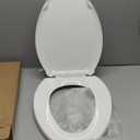 Mayfair Bennett Toilet Seat with Brushed Nickel Hinges, Slow Close Wood Seat, Secure Metal Hinges, Easy Install, Elongated, White