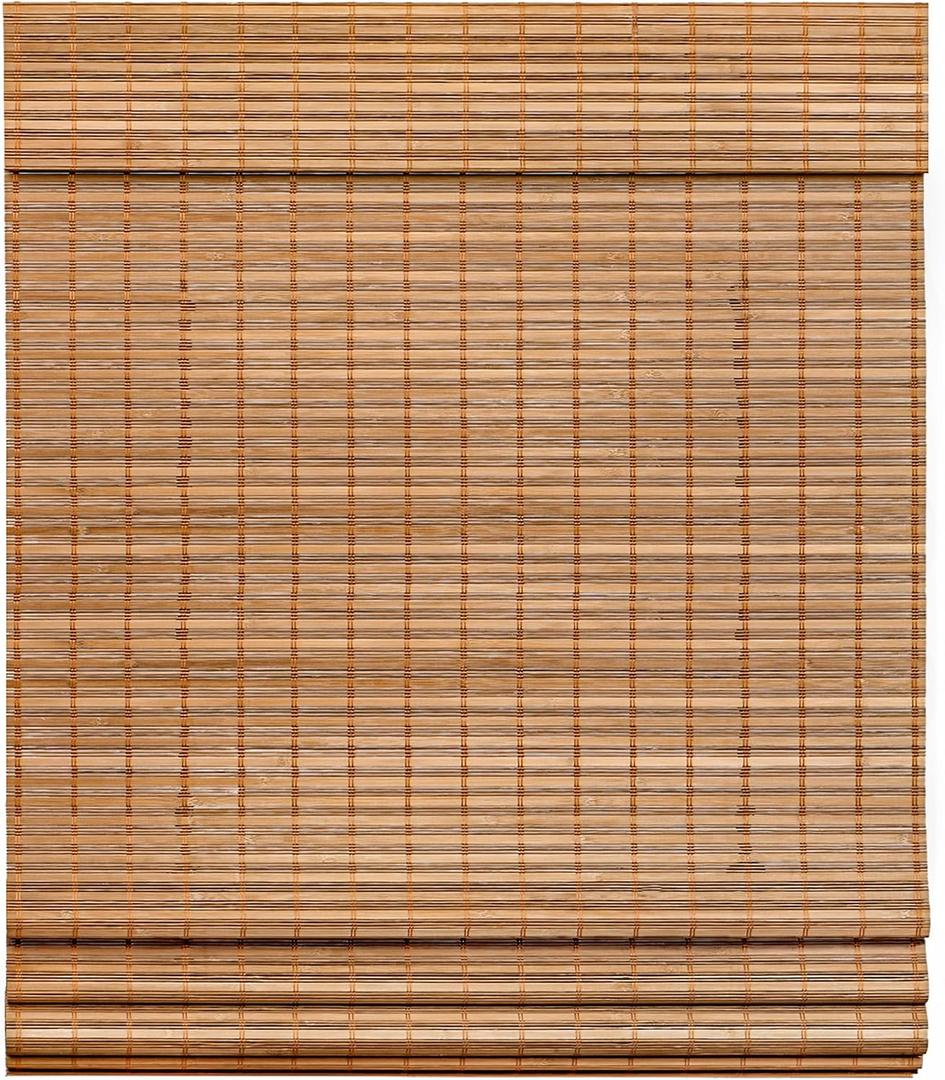 LazBlinds Cordless Bamboo Roman Shades, Light Filtering Window Treatment, Roll Up Bamboo Blinds for Windows, 34'' W x 60'' H