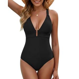 GRAPENT Women's Bathing Suits Sexy One Piece Swimsuit Supportive Swimsuits for Women Womens Beach Outfits Women Bathing Suits Black Medium Fits US Size 8 to 10