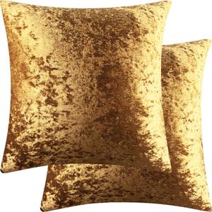 2 Pack 16x16 Pillow Cover Velvet Pillow Covers, Square Throw Pillow Covers for Living Room Decorations Throw Pillow Case, Throw Pillow Cover Cushion Cover for Home Sofa Bedroom Car, Dark Gold