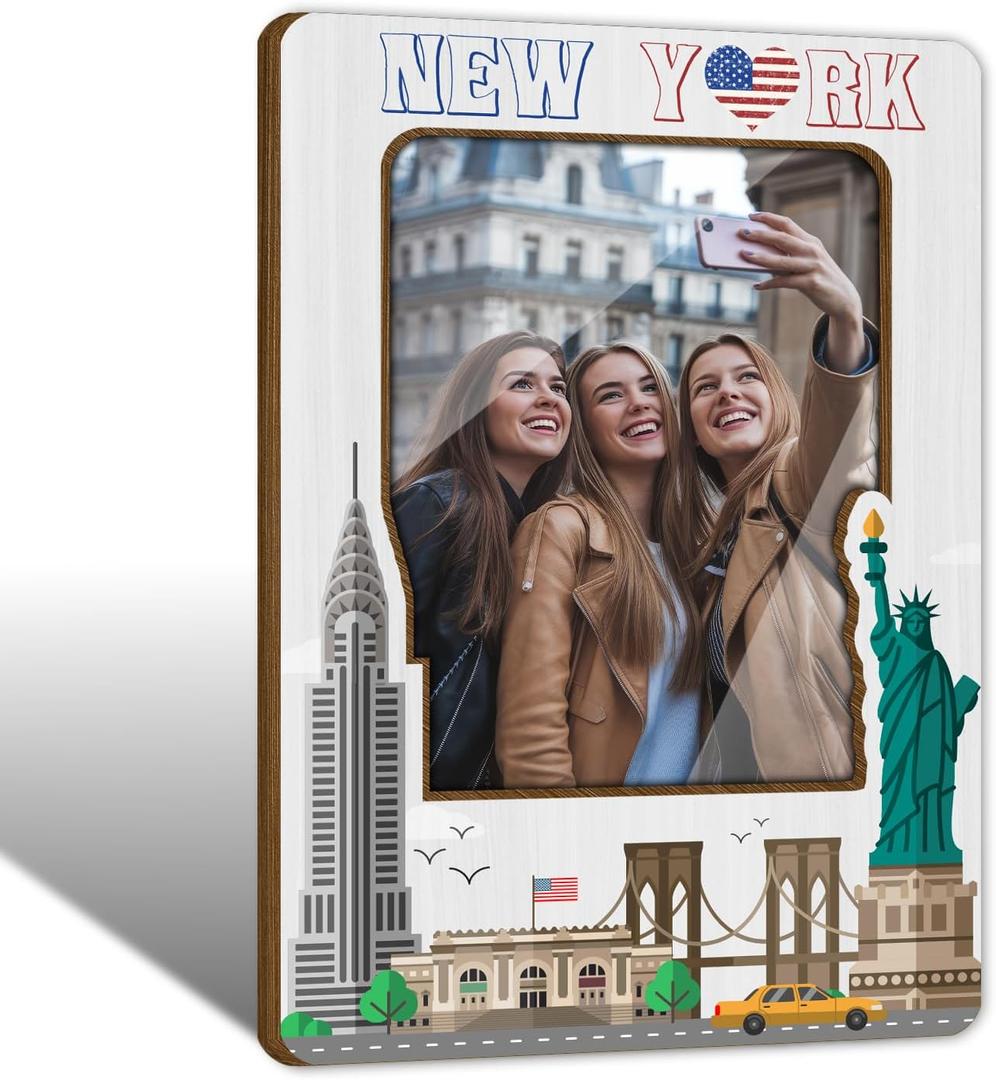 New York Souvenir New York Picture Frame with Magnet Fits Photo 2.5"X3.5", Magnetic Photo Frames Magnet Frames for Refrigerator for Home School Office Locker Decor Vacation Gifts-019