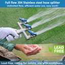 304 Stainless Steel Garden Hose Splitter 3 Way Heavy Duty, Full Flow T Valve Water Hose Splitter With 2.1" Extra Long Handle, Lead-free3/4" GHT Thread Connector For Outdoor Spigot Faucet