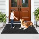 FRAMICS Rubber Doormat 24x36 Inches Heavy Duty - Non-Slip, Waterproof Entry Mat for Outside Front Door, Low Profile Dirt Trapper for All Seasons, Patio, Garage, High Traffic Areas, Black