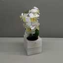 LESING Potted Artificial Orchid Flowers,Real Touch White Fake Artificial Orchid Flower in Gold Vase Arrangement for Table Living Room Decoration (White,Gold Vase)