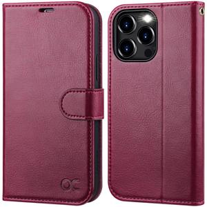 OCASE Compatible with iPhone 15 Pro Max Case Wallet Case, PU Leather Flip Folio Case with Card Holders RFID Blocking Kickstand Shockproof Phone Cover 6.1 Inch 2023, Burgundy
