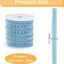 PH PandaHall 32 Yards 6 Colors Braid Trim for Sewing, 3/8 inch(11mm) Polyester Lace Trim Fringe Trim Fabric Gimp Braid Trim Ribbon Roll for Upholstery Costume Curtain DIY Crafts Jewelry Making