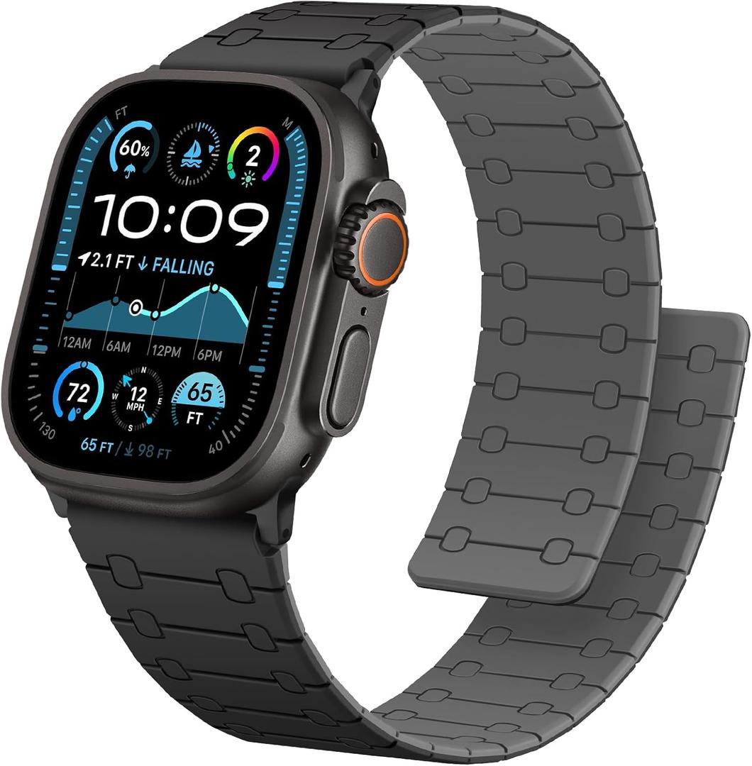 Anlinser Compatible with Apple Watch Band 49mm 46mm 45mm 44mm 42mm for Women Men, Double Side Reversible Magnetic Strap for iWatch Ultra 3/2/1 Series 11/10/9/8/7-1 SE (Black/Gray)