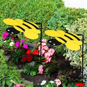 2 Pack Plant Shades Umbrellas Outdoor Sun Covers, Garden Yard Decorations, Large Iron Shade Umbrellas for Patio Outside Potted Plants(Bee)