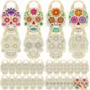 Sunnymove 24 Pcs Day of the Dead Color Your Own Goodie Bag Dia De Los Muertos Coloring Non Woven Sugar Skull Tote Treat Bags for Day of the Dead Party Decorations Mexican Party Favors Halloween Decor