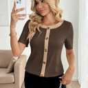 KreqiuCre Women Short T-Shirts Soft Short Sleeve Summer Tops Lightweight Round Neck Breathable Blouse (S)