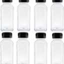 8 Pcs 8 Ounce Plastic Juice Bottles, Reusable Bulk Beverage Containers for Juice, Milk and Other Beverages, Black lid