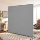 RANTILA Single Large Panel Room Divider, Privacy Screen for Office, Partition Separators, Freestanding Divider 71''W x 71''H, Grey (1 Large Panel)