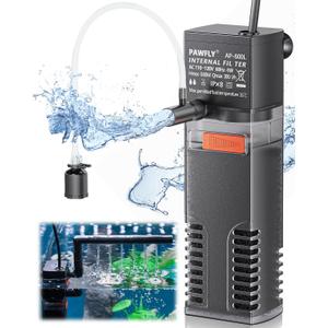 Pawfly Internal Aquarium Filter with 80 GPH Water Pump Quiet Submersible Bio Sponge Foam Filter for 10 to 20 Gallon Fish Tanks Small Multifunctional Filter for Filtration Circulation and Oxygenation