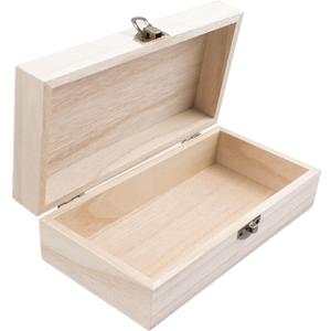 Wood Storage Box with Lid Solid Container Keepsake Decorative Table Large Rectangular Smooth Store Space to Organize Toys Cosmetics Vintage, 7.87 * 3.93 * 2.36 inch, Light Brown
