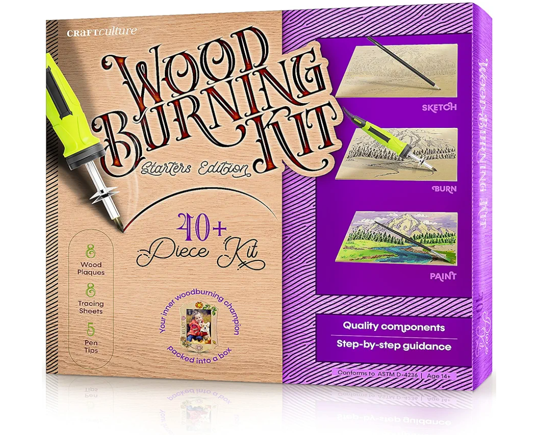 Craft Culture Beginners Wood Burning Kit for Kids, Teenage Boys & Girls - Easter Gifts for Boy & Girl - Craft Projects Birthday Gift Idea for Children Teen Woodburning DIY Hobby Kits Art Activities
