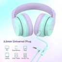 Candy Bila Kids Headphones, Wired Headphones for Kids Over Ear with Microphone, 85/94dB Volume Limiter Headphone for Girls Boys, Foldable Headphone for Learning & Entertainment,Gradient Purple