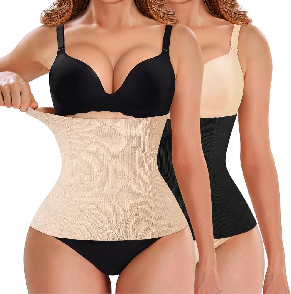 Nebility Womens' Waist Trainer Tummy Control Waist Cincher Slim Body Shaper (Black, L)