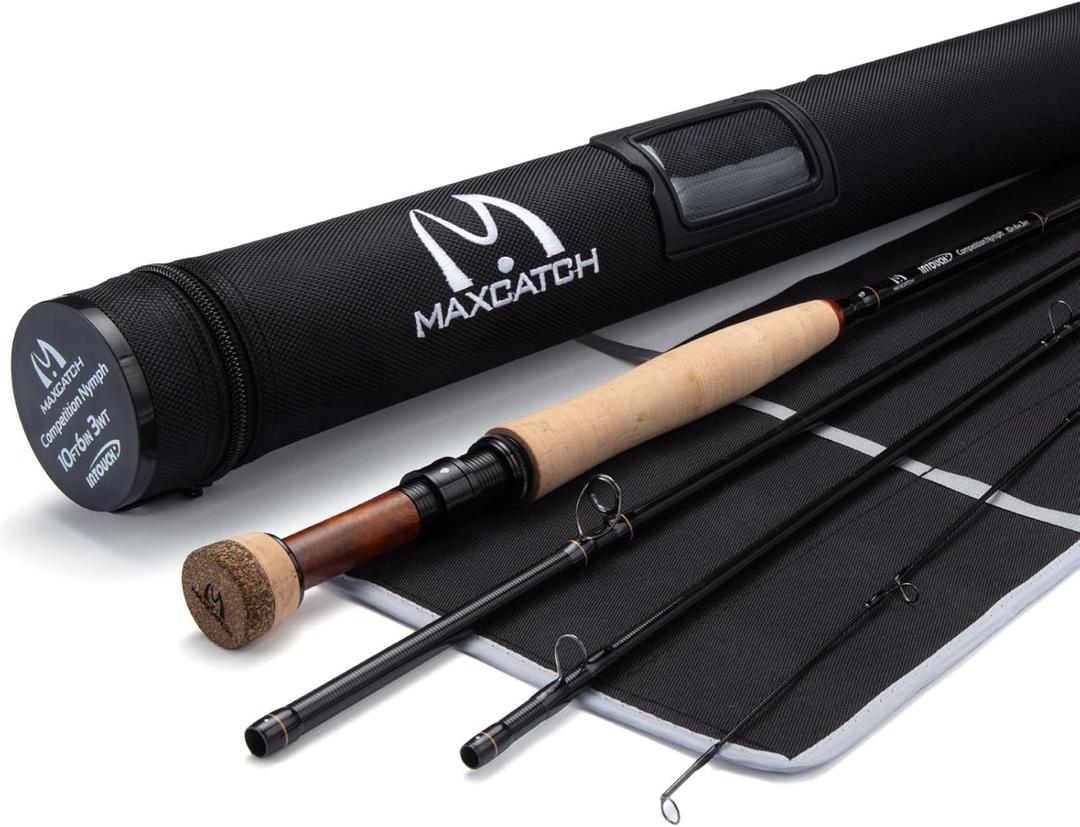 Maxcatch Competition InTouch Nymph Fly Rod for Euro nymphing Fly Fishing (Cork Grip, 10ft6 3wt 4sec)