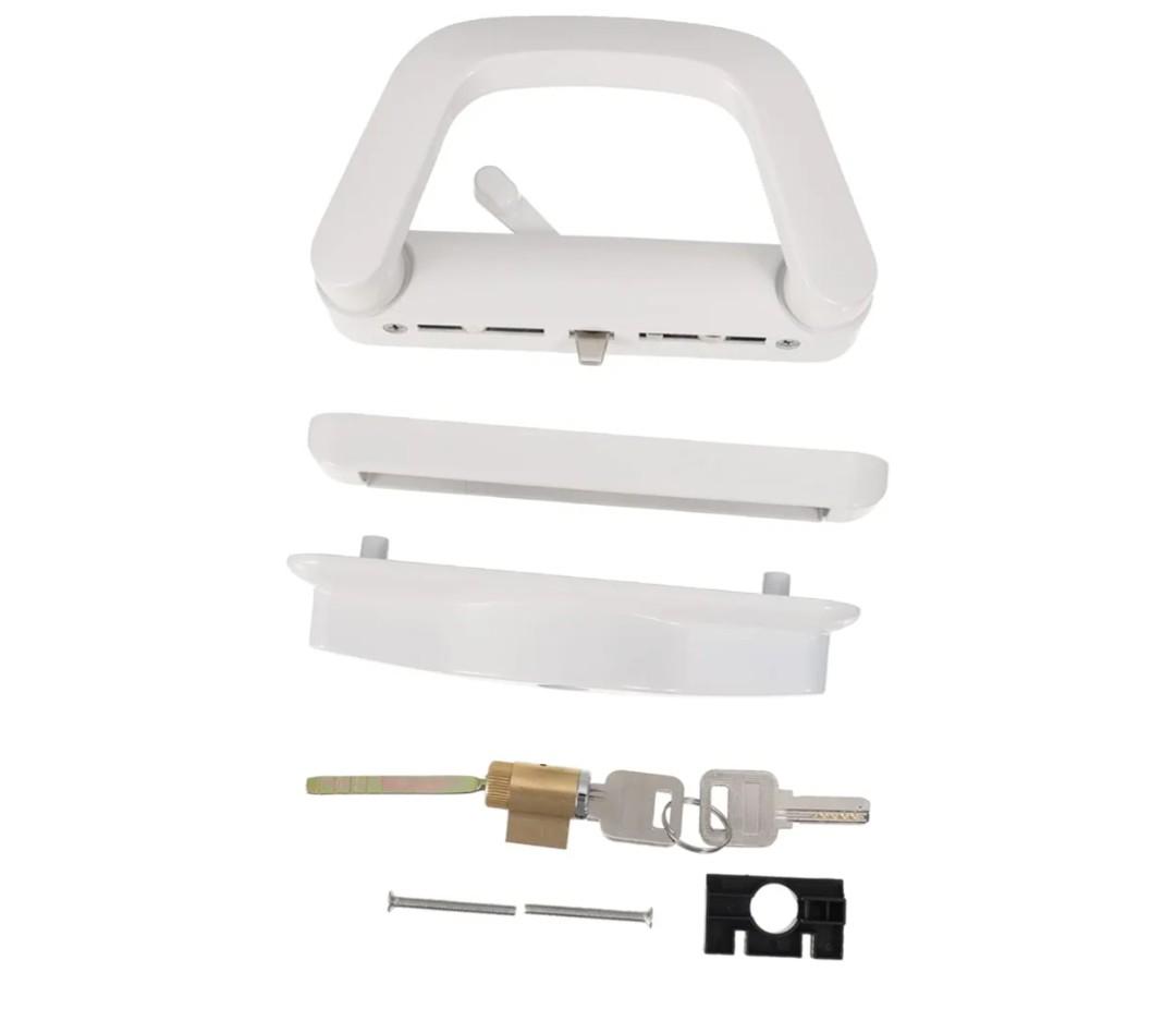 Generic 1 Set Door Lock Rolling Wood Sliding Door Kit Screen Door Handles Sliding Door Handle Pocket Door Handles Privacy Lock Sliding Window Lock Zinc Alloy White Accessories Metal, 17.5X9cm