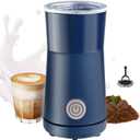 Huogary Milk Forther Simple Milk Frother and Steamer 2-in-1 Milk Steamer with Hot Milk Foam and Hot Milk for Latte, Macchiato, Cappuccinos, Blue