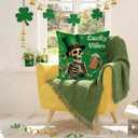 3 x GAGEC St Patricks Day Pillow Covers 18x18 Inch Skeleton Decor St Patricks Day Decorations Skeleton Pillow Covers Spooky Skull Throw Pillowcase Holiday Cushion Case for Home Sofa Couch Decor