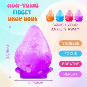 Fidget Toys Dream Squishy Drop, Stress Cube Squishies Anxiety Stress Relief, Ice Squishy Stress Cube-Drop Malt Sugar Balls, Sensory Ball for Kids with Autism (Pink, 1)