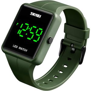 Gosasa Large Face LED Digital Watch Date Time 3Bar Waterproof Wristwatch Men Women Sports Watches (Green)