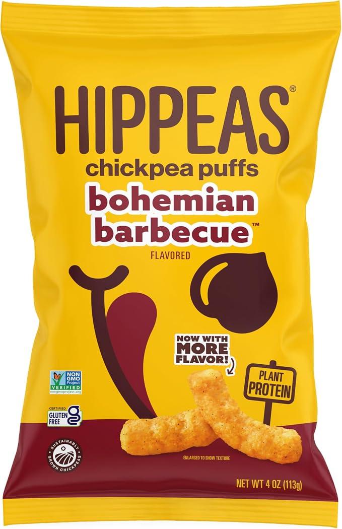 Hippeas Chickpea Puffs, Bohemian Barbecue (Pack of 6), 4 Ounce, 4g Protein, 3g Fiber, Vegan, Gluten-Free, Crunchy, Plant Protein Snacks Best Before 08/09/26