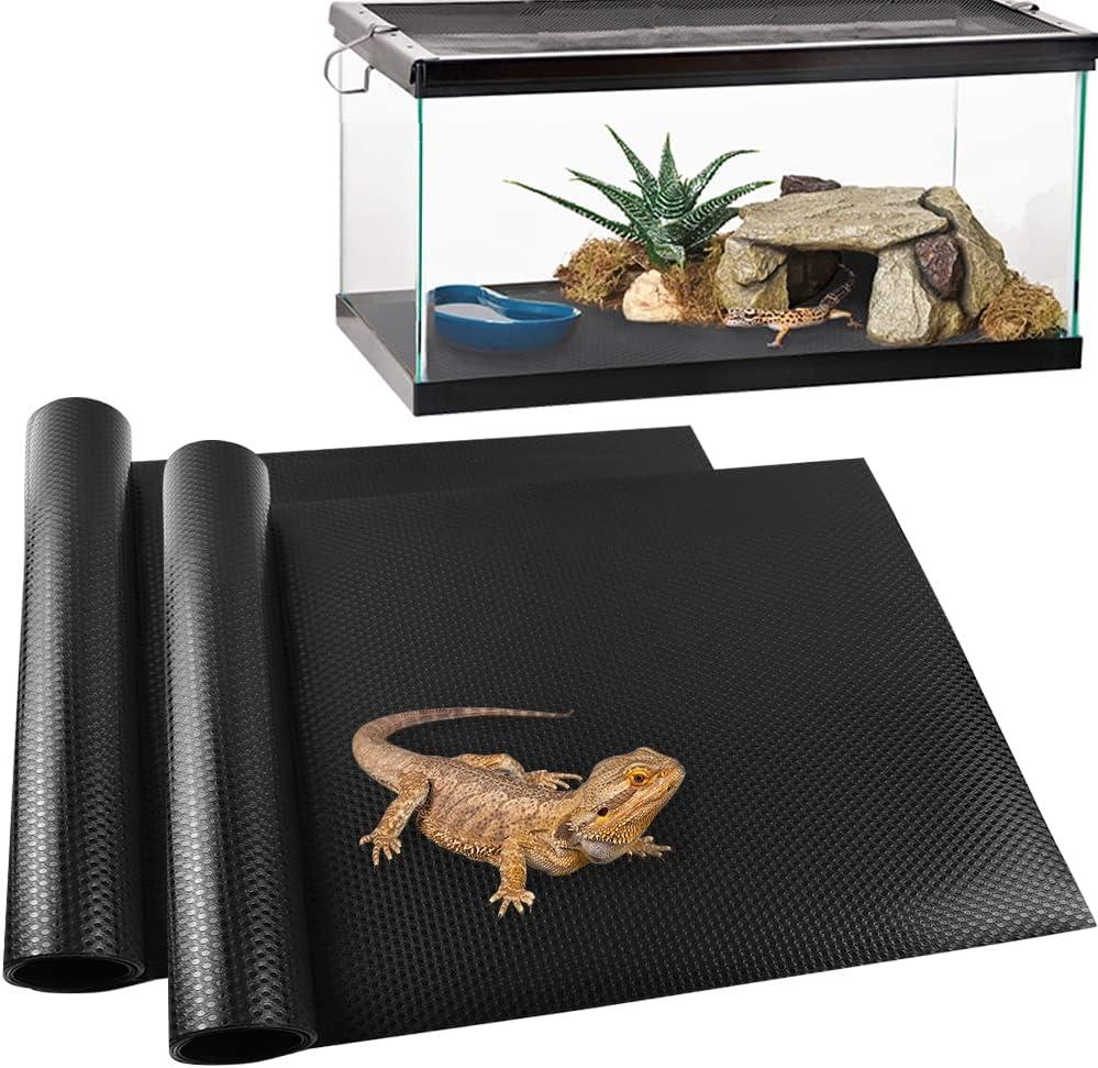 Reptile Carpet, Reptile Mat, Bearded Dragon, Leopard Gecko Substrate,Bearded Dragon Tank Flooring, Snake,Tortoise Bedding, Bearded Dragon Tank Accessories (18"X 79", 2 PCS)