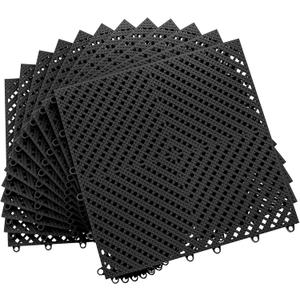 Jocoevol 12-Pcs Interlocking Tile, Indoor/Outdoor Drainage Interlocking Floor Tiles 11.8" x 11.8", Anti-Slip Waterproof Soft PVC Splicing Flooring Tile for Garage Patio Pool Bathroom, Black