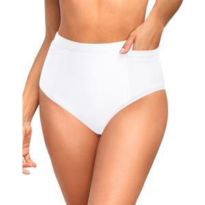 Tempt Me Women High Waisted Bikini Bottoms - Tummy Control Bathing Suit Swim Bottoms with Pockets 2025 (White), M