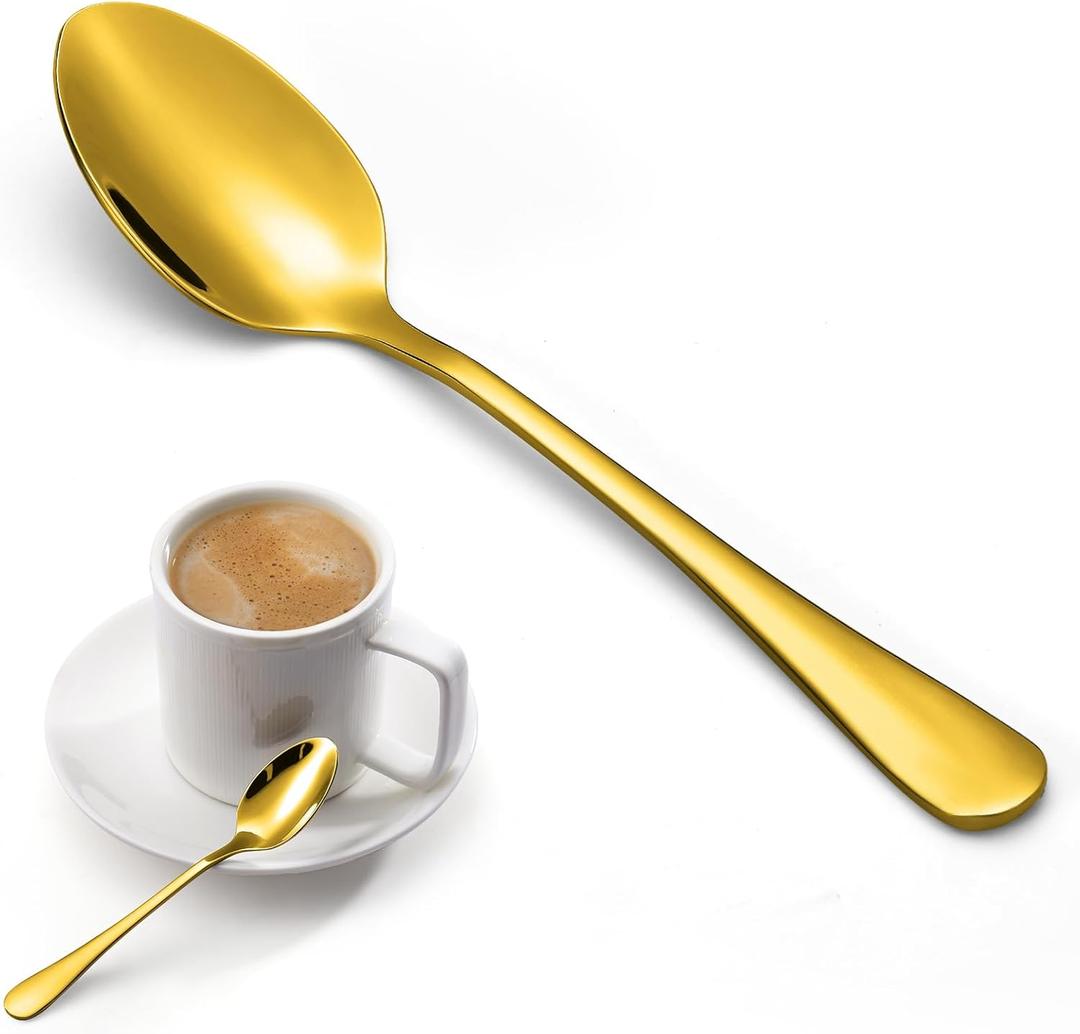 12 Pcs Gold Demitasse Espresso Spoons Set, 4.7" Mini Coffee Spoons, Tiny Tea Spoons, Stainless Steel Small Spoons for Dessert, Tea, Appetizer, Small Serving Spoons, Small Sugar Spoon, Dishwasher Safe