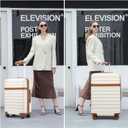 Kono Expandable 28 Inch Large Checked Luggage: ABS+PC Hardside Trolley Travel Case - Hard Shell Suitcase with TSA Lock, Cream - Brown