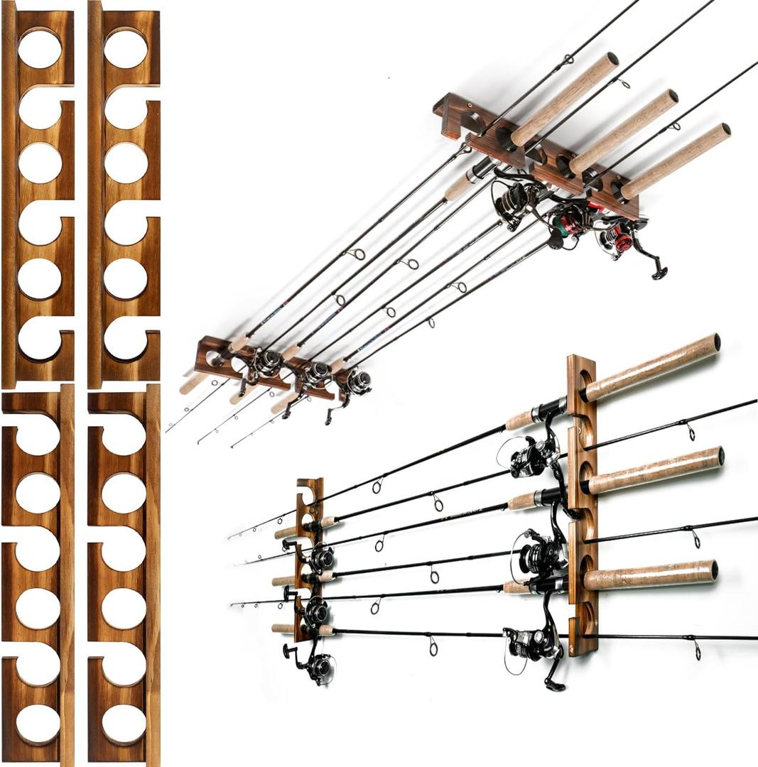 Ghosthorn Holds Up to 12 Rods Fishing Pole Racks Wall or Ceiling Mounted Holders for Garage Storage Organizer Gear Equipment Gifts