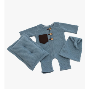 Newborn Photography Prop Outfits Set with Onesie Hat Pillow Soft Breathable Baby Boy Girl One Piece Jumpsuit Photoshoot Infant Romper Set