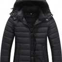 TDYPCI Women's Winter Coat Lightweight Waterproof Puffer Jacket - Quilted Short Down Coat for Women, Warm Winter Jacket (Black, XXL)