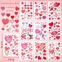2 x AOWDIAO 9 Sheets Valentine's Day Window Clings Double-Sided Hearts Gnomes Valentines Decorations Supplies