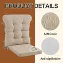 ROYALAY 2 Sets Cushions for Kitchen Chairs, Dining Chair Back Cushion with Straps, Dining Room Seat Pad & Back Pad with Removable Cover, White, 19.7inx19.3inx1.57in