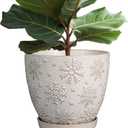 10 Inch Ceramic Planter Pot Large Plant Pot for Indoor Plants Outdoor Round Flower Pot with Drainage Hole and Saucer for Home Garden Decor White